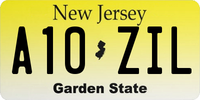 NJ license plate A10ZIL