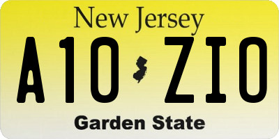 NJ license plate A10ZIO