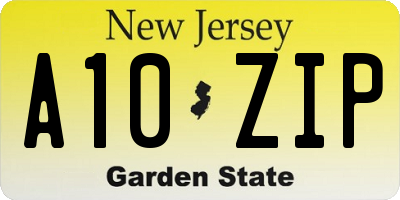 NJ license plate A10ZIP