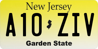 NJ license plate A10ZIV