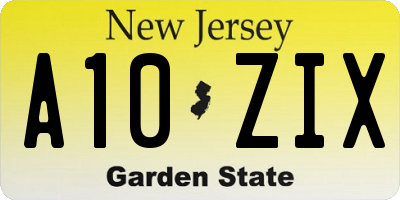 NJ license plate A10ZIX