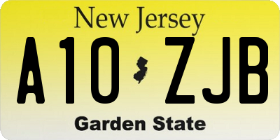 NJ license plate A10ZJB