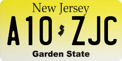 NJ license plate A10ZJC