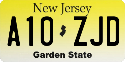 NJ license plate A10ZJD