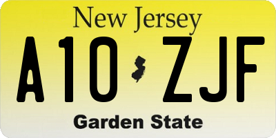 NJ license plate A10ZJF