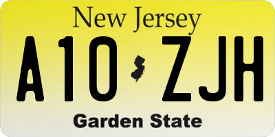NJ license plate A10ZJH