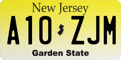 NJ license plate A10ZJM