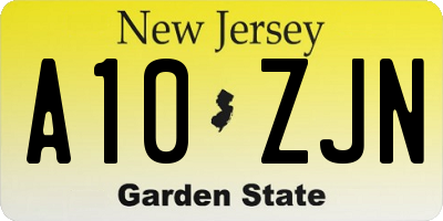 NJ license plate A10ZJN