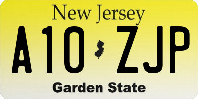 NJ license plate A10ZJP