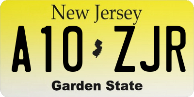 NJ license plate A10ZJR
