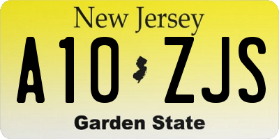 NJ license plate A10ZJS