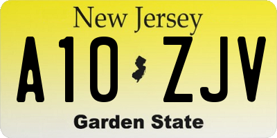 NJ license plate A10ZJV