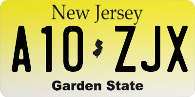 NJ license plate A10ZJX