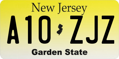 NJ license plate A10ZJZ