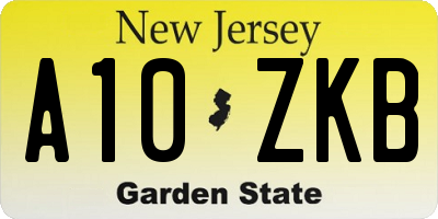 NJ license plate A10ZKB