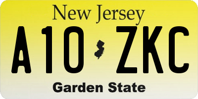 NJ license plate A10ZKC