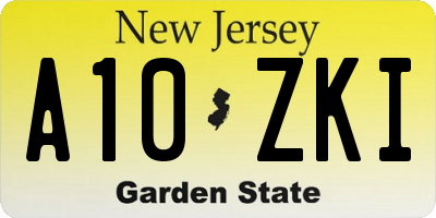 NJ license plate A10ZKI