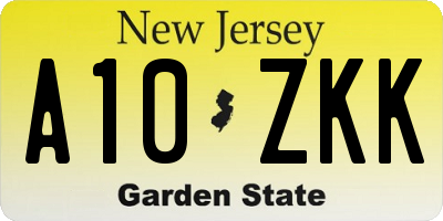 NJ license plate A10ZKK