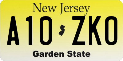 NJ license plate A10ZKO