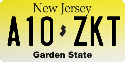NJ license plate A10ZKT
