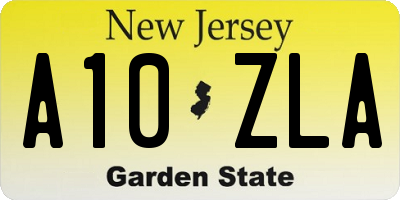 NJ license plate A10ZLA