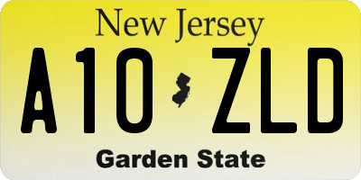 NJ license plate A10ZLD