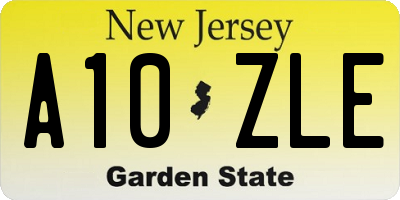 NJ license plate A10ZLE