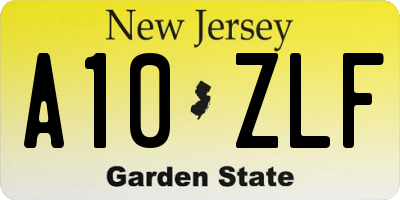 NJ license plate A10ZLF