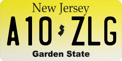 NJ license plate A10ZLG