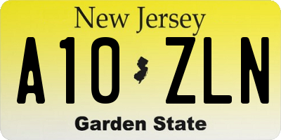 NJ license plate A10ZLN