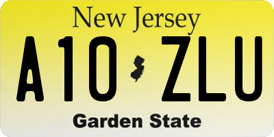 NJ license plate A10ZLU