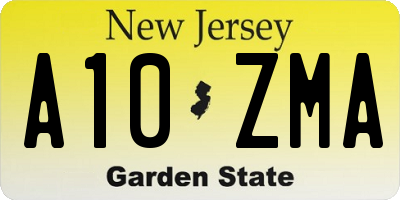 NJ license plate A10ZMA