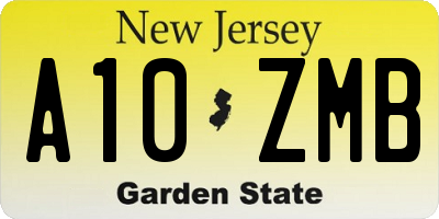 NJ license plate A10ZMB