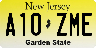 NJ license plate A10ZME