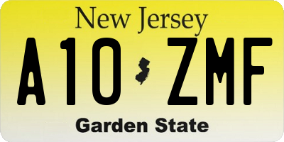 NJ license plate A10ZMF