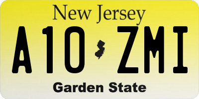 NJ license plate A10ZMI