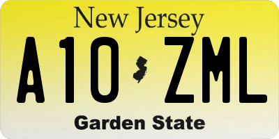 NJ license plate A10ZML