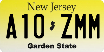 NJ license plate A10ZMM