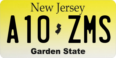 NJ license plate A10ZMS
