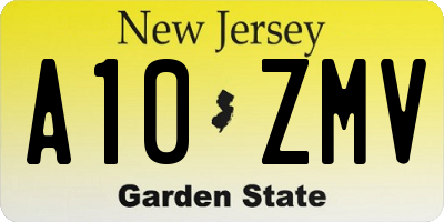 NJ license plate A10ZMV