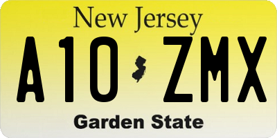 NJ license plate A10ZMX