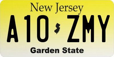 NJ license plate A10ZMY