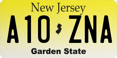 NJ license plate A10ZNA