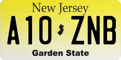 NJ license plate A10ZNB