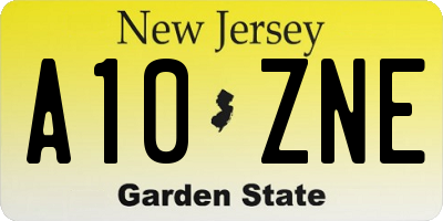NJ license plate A10ZNE