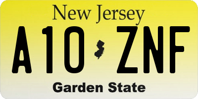 NJ license plate A10ZNF