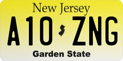 NJ license plate A10ZNG