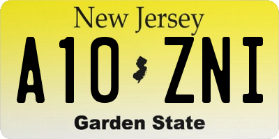 NJ license plate A10ZNI