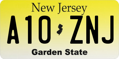 NJ license plate A10ZNJ