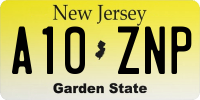 NJ license plate A10ZNP